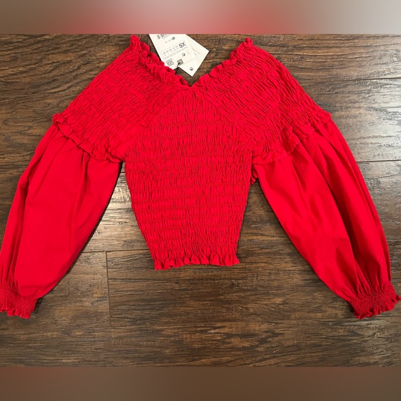 Zara Red Long Sleeve Top - Picture 3 of 4